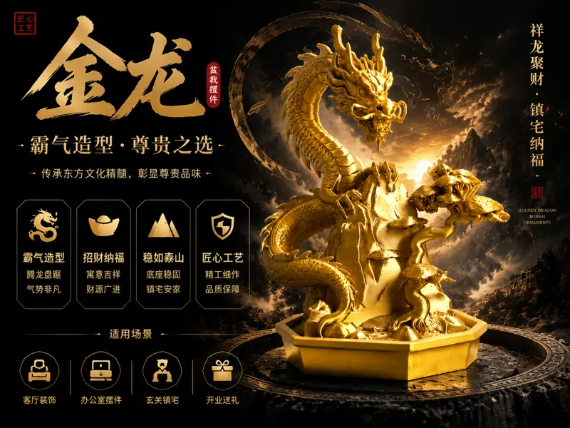 霸气金龙盆栽  祥龙聚财 镇宅纳福