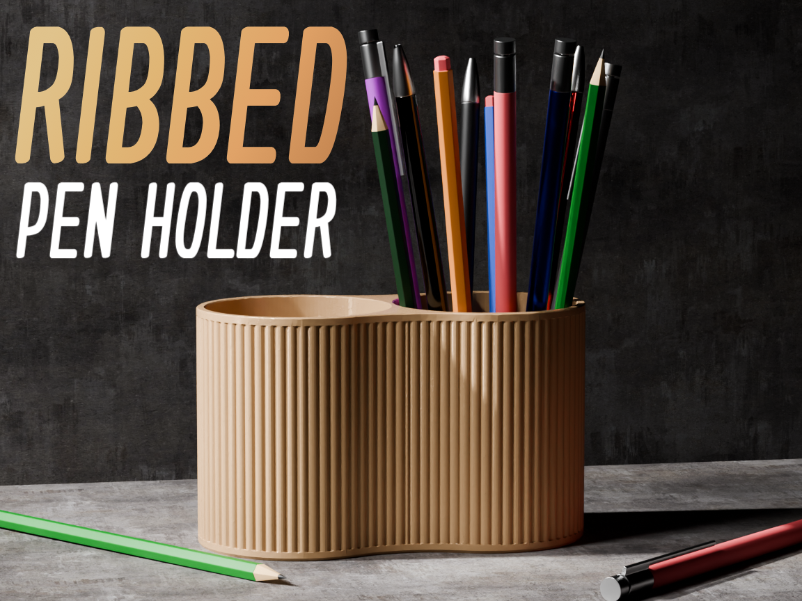 Ribbed Dual Section Desk Organizer & Pen Holder