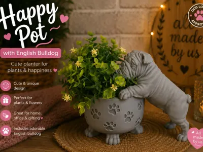 Happy Pot - English Bulldog Planter