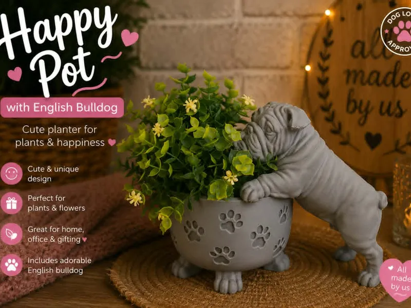 Happy Pot - English Bulldog Planter