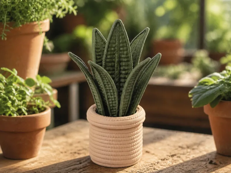 Snake Plant Decor - Potted Faux Plant Sculpture