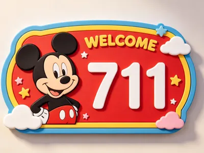 Customizable Disney Style Mickey Mouse House Number Plate - Automatically Generate Multi-color Model by Entering House Number