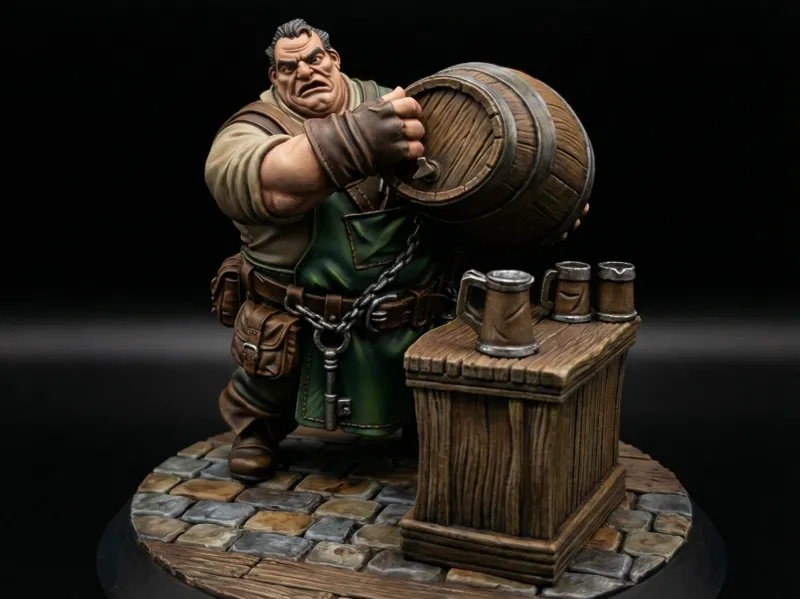 NPC Barkeep Fantasy Miniatures 32mm STL for TTRPG