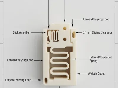 Fidget,Rattle Clicker & Whistle (Print-in-Place)