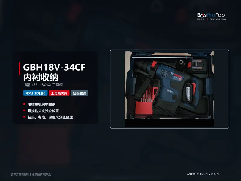 博世 BOSCH GBH18V-34CF 电锤 LBOXX136 内衬 收纳