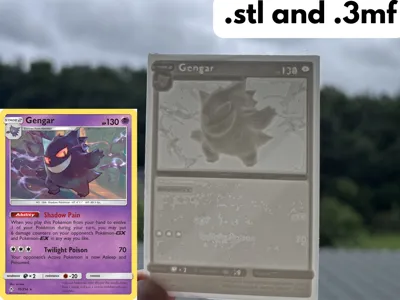 Gengar Card Sculpture – Ghost-Type Fan Art Plaque