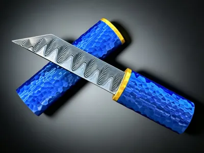 Hammered Damascus Pattern Dagger, 32 Filament Changes Required