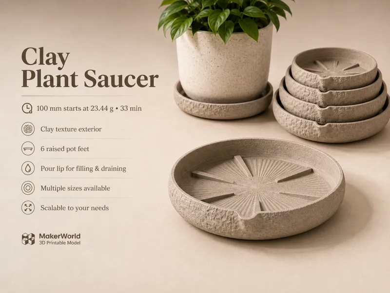 Stone Plant Saucer/Limestone Drip Tray w Pour Lip