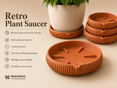 Retro Plant Saucer with Fluted Texture / Drip Tray