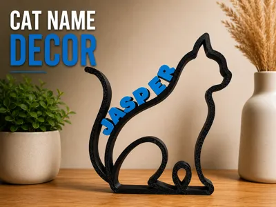 Personalised Cat Name Deco - Modern 3D Printed Cat