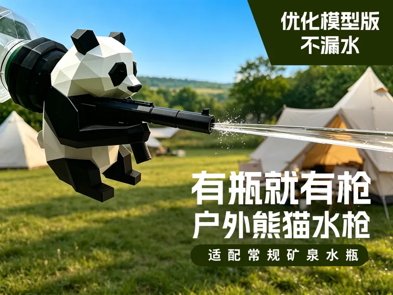 有瓶就有枪-户外熊猫水枪-不漏水-适配矿泉水瓶-修复版