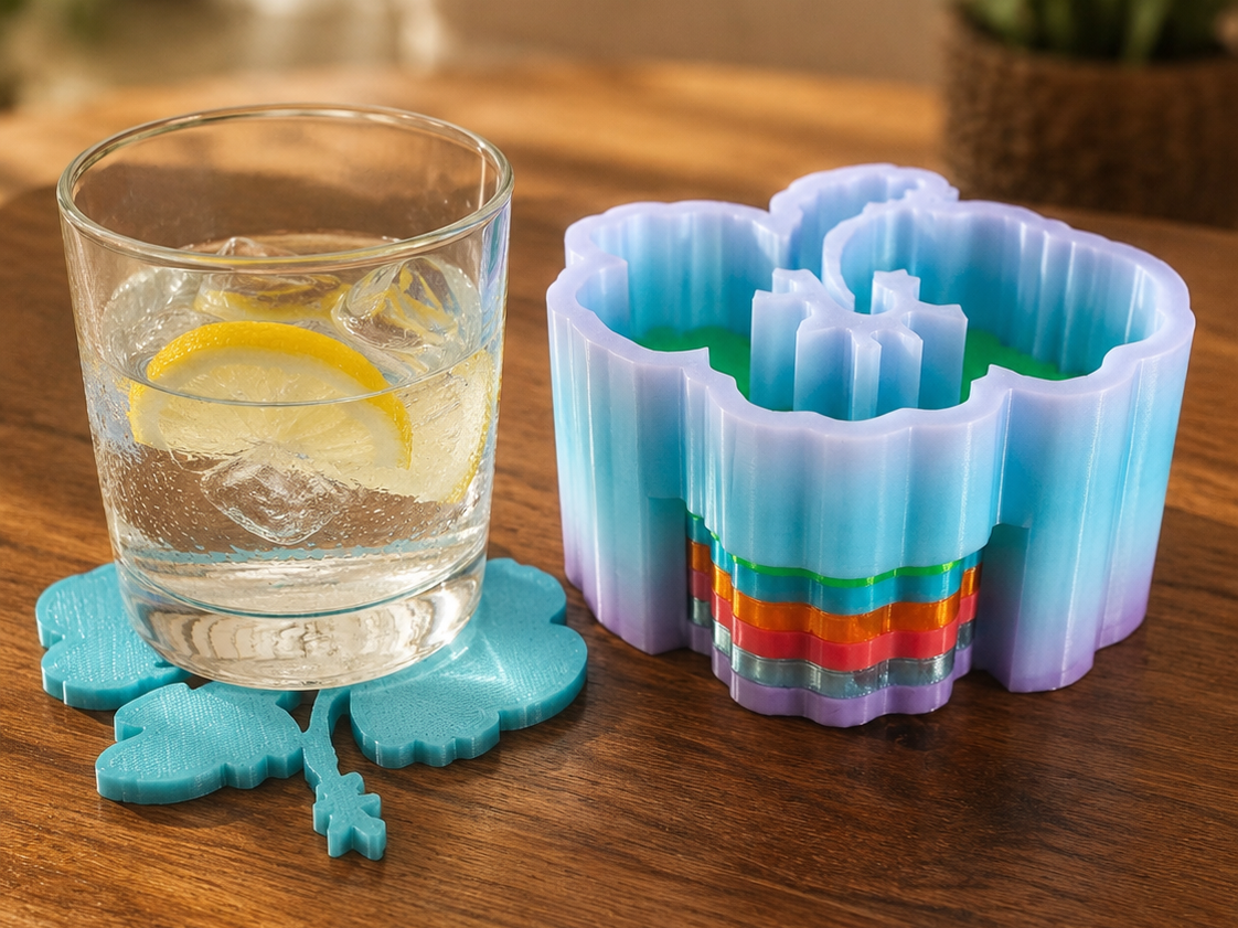 Hibiscus Coaster x6 Set with Holder