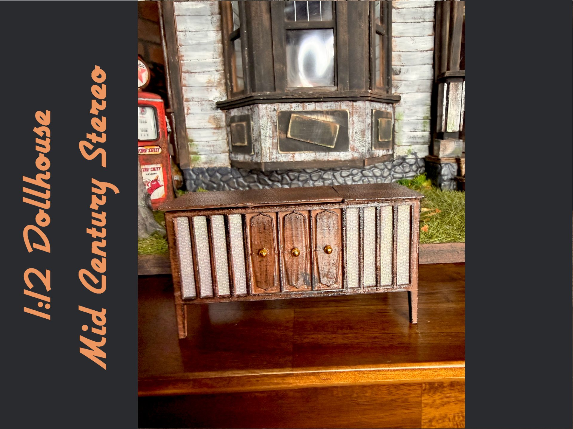 1:12 Dollhouse 1960's Mid Century Stereo Console