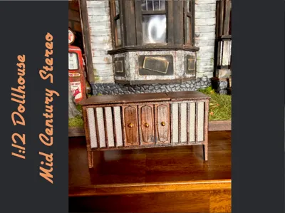 1:12 Dollhouse 1960's Mid Century Stereo Console