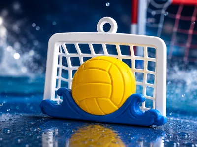 3D Water Polo Keychain Goal Wave