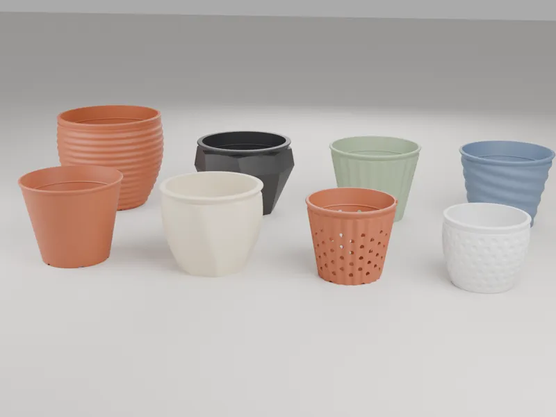 Parametric Plant Pot & Saucer — 9 Styles