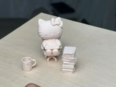 Struggling Worker Hello Kitty Figurine