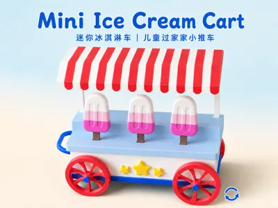Dollhouse Dessert Cart | Mini Ice Cream Cart Pretend Play Toy