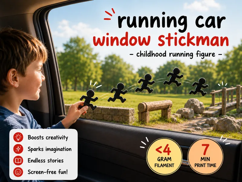 Running Car Window Stickman - Childhood Figure