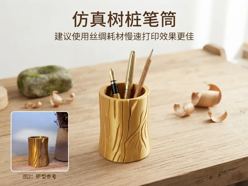 仿真树桩笔筒