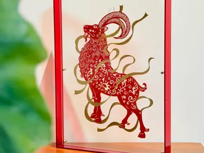 2027 Year of the Goat Window Decal----Traditional Patterns