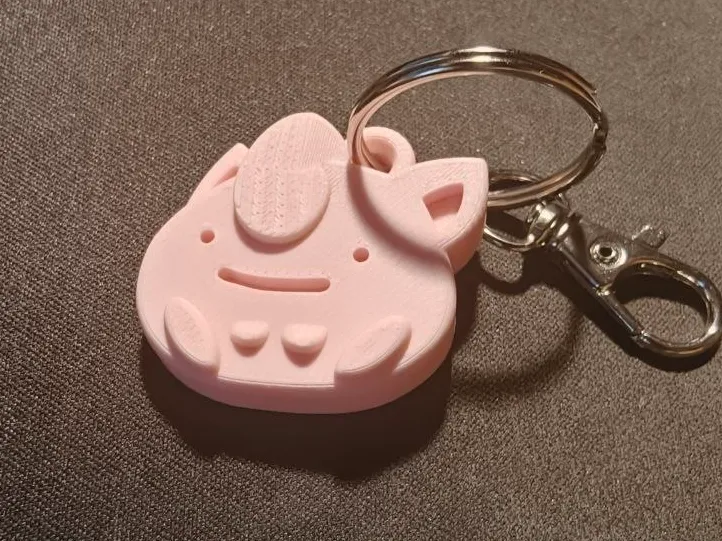 Dittopuff - Jigglypuff + Ditto - chibi keychain