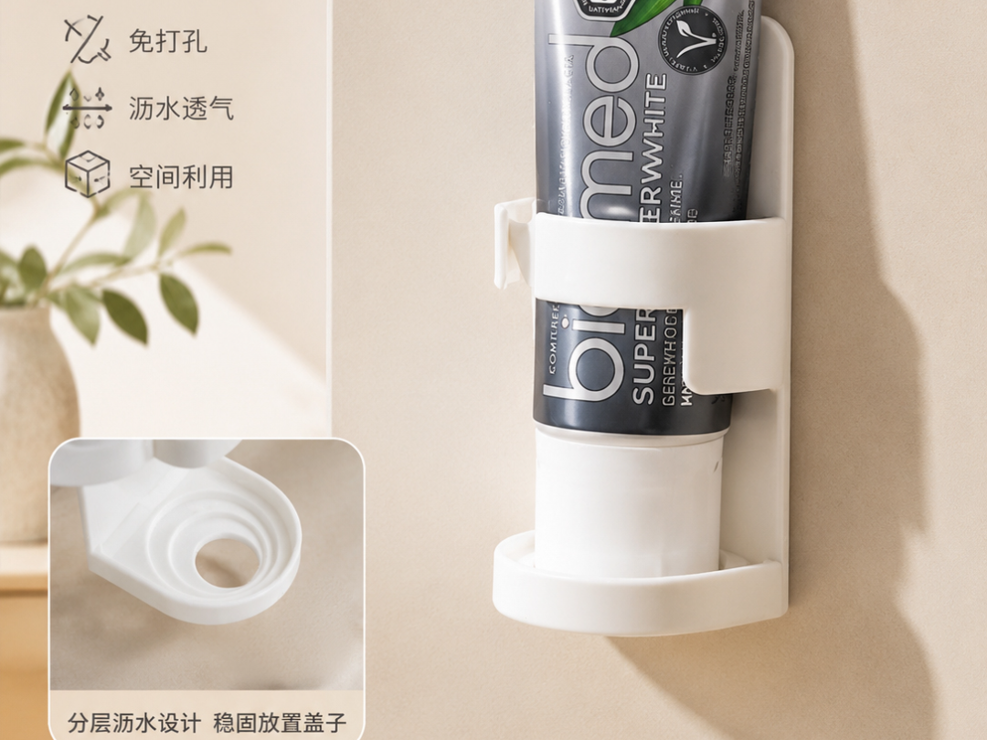壁挂置物架 电动牙刷牙膏 洗面奶 护肤品 卫生间收纳 通用省料版 Toothpaste Holder