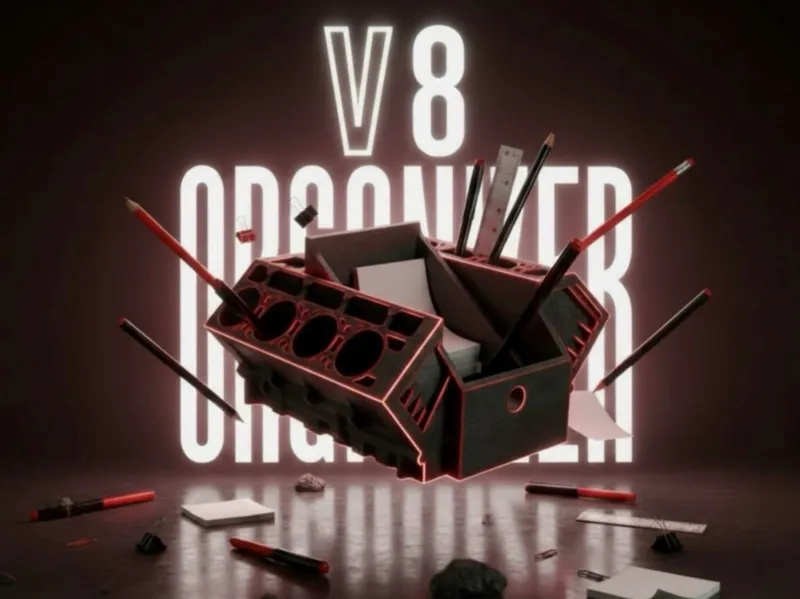V8 Engine Desk Organizer