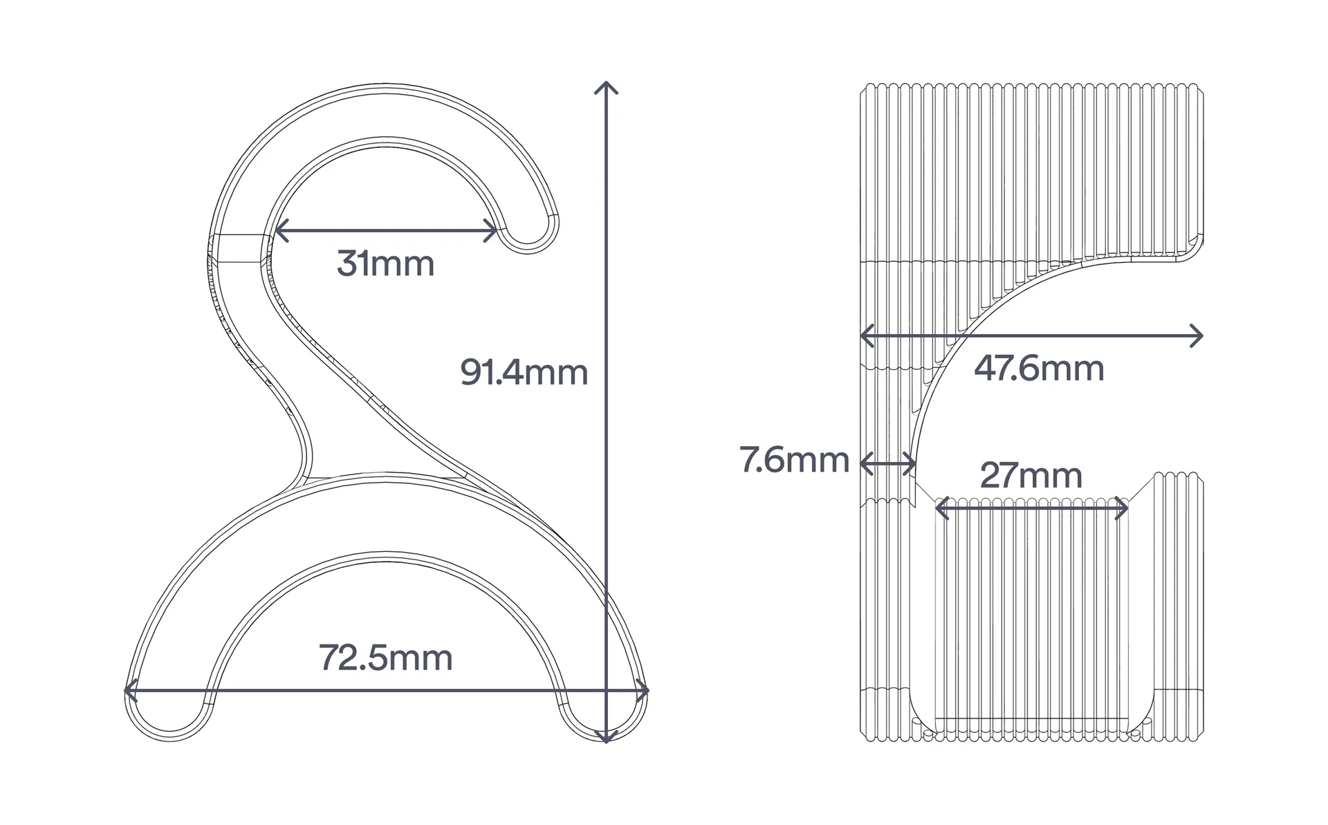 Wireframe of the dimensions
