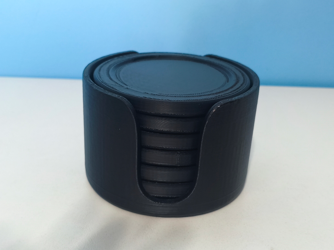 Premium Coaster Set with Holder (No Supports)