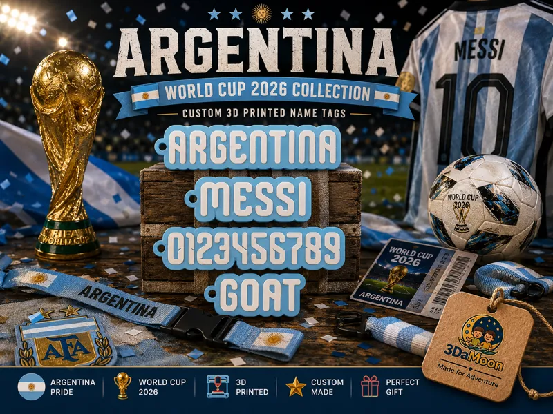Argentina WorldCup Jersey Font nameTag keychain