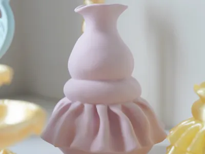 Small Vase with Pleated Skirt