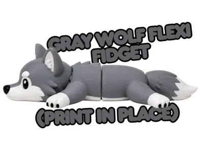 Gray Wolf Flexi Toy (Print in place