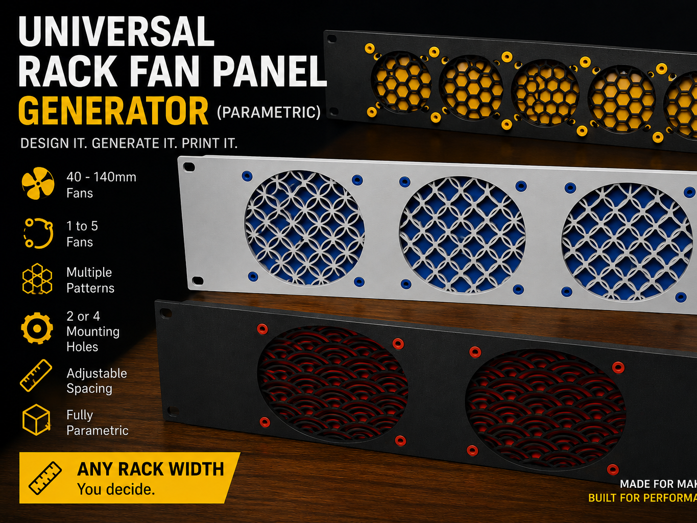 Universal Rack Fan Panel Generator (Parametric)