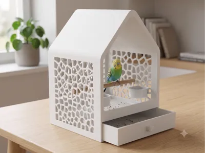 Parrot Multi-functional House Feeder-Bath Tub-Anti-splash Bird Feeder-External Feeder-Pull-out Design