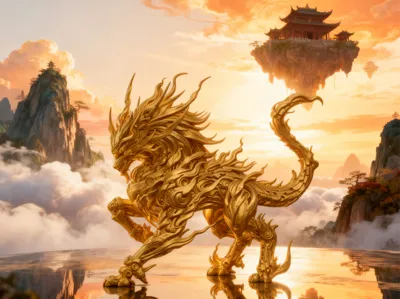 Cloud Flame Mech Core Qilin - Chinese Mythical Beast 3D Printed Statue