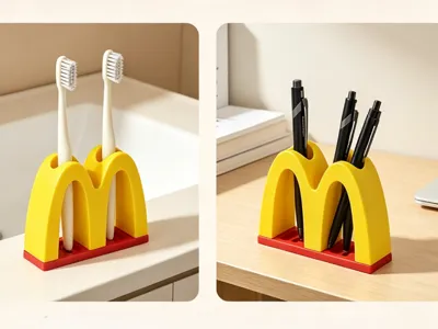 McDonald's Toothbrush Makeup Brush Pen Holder Stationery Storage Base Golden Arches