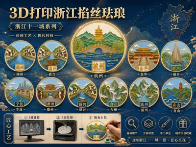 3D Printed Cloisonné of Zhejiang Cities