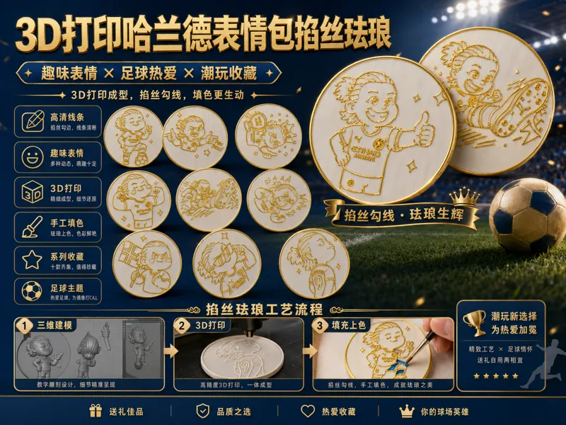 3D打印哈兰德表情包掐丝珐琅系列