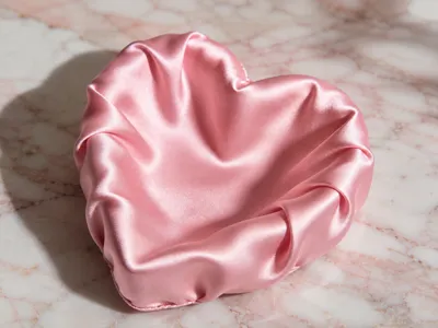 Pink Satin Heart Jewelry Box