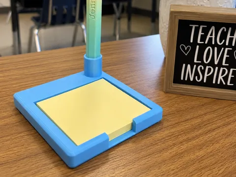 Sticky note holder for the large, printed pencils