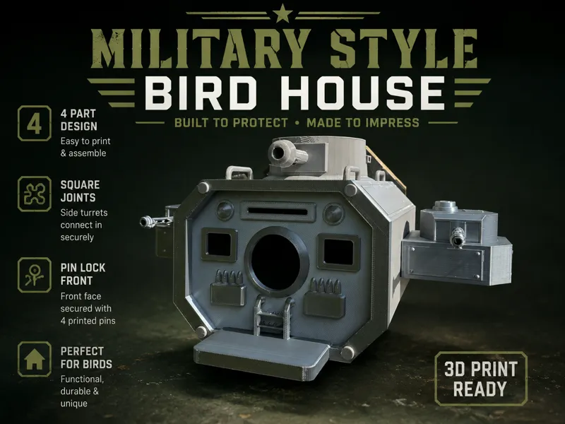 Military-Style Birdhouse – 4-Part 3D Print