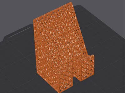 Lattice phone stand with charging cable slot