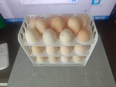 Three-tier flip-top egg storage box, no supports printing, flip panel design, standard capacity for 33 eggs