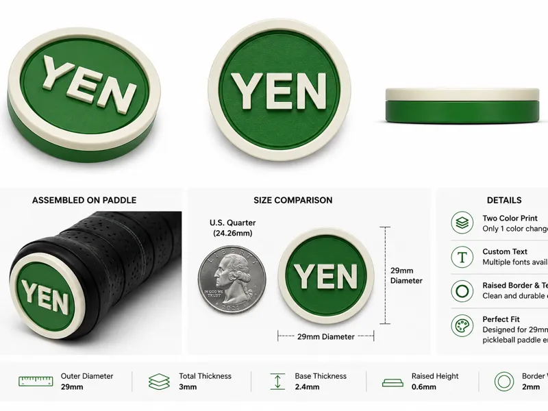 Custom Pickleball Paddle End Cap Generator (29mm) 