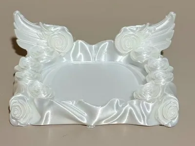Winged Rose Silk Satin Storage Tray