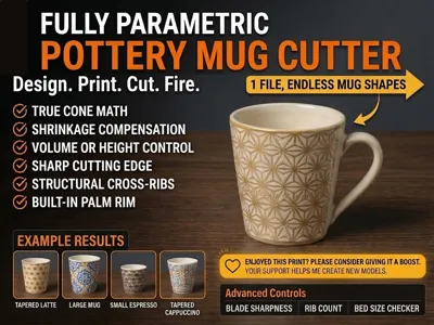 Pottery Straight Mug Cutter - Fully Parametric