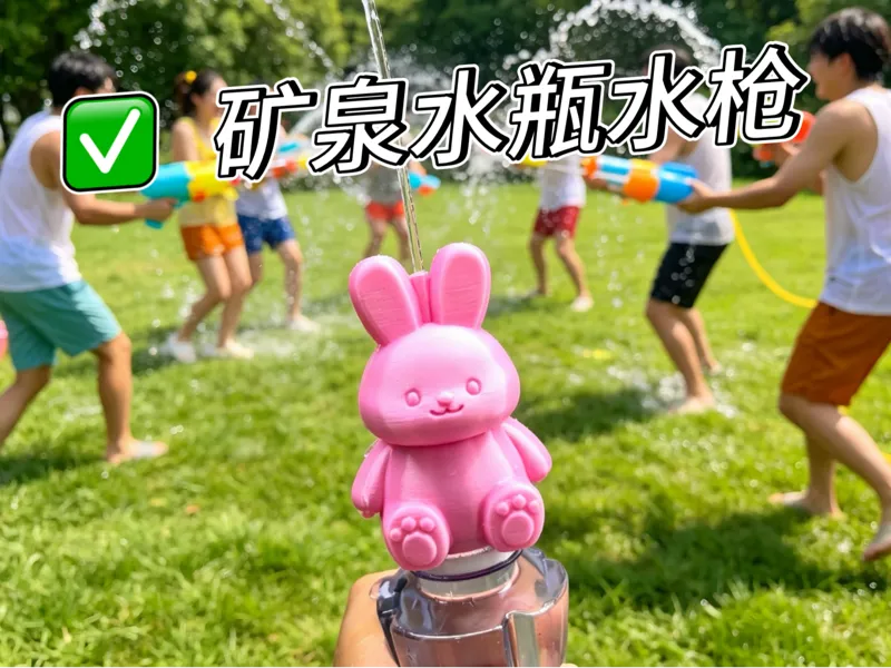 可爱小兔矿泉水瓶水枪 矿泉水瓶盖水枪 可爱户外玩具水枪 夏天打水仗玩具 小兔水枪