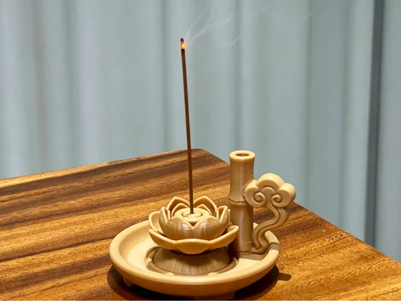 「如意竹莲」祥云竹节香插