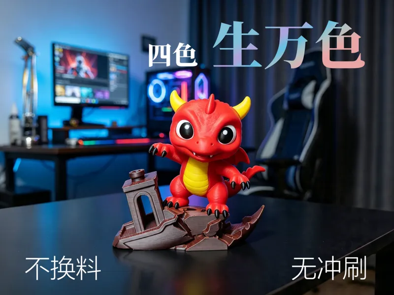 【木公造物】CMYK 张牙舞爪龙拆拆 混色打印 叠色打印 多色打印 四色生万色